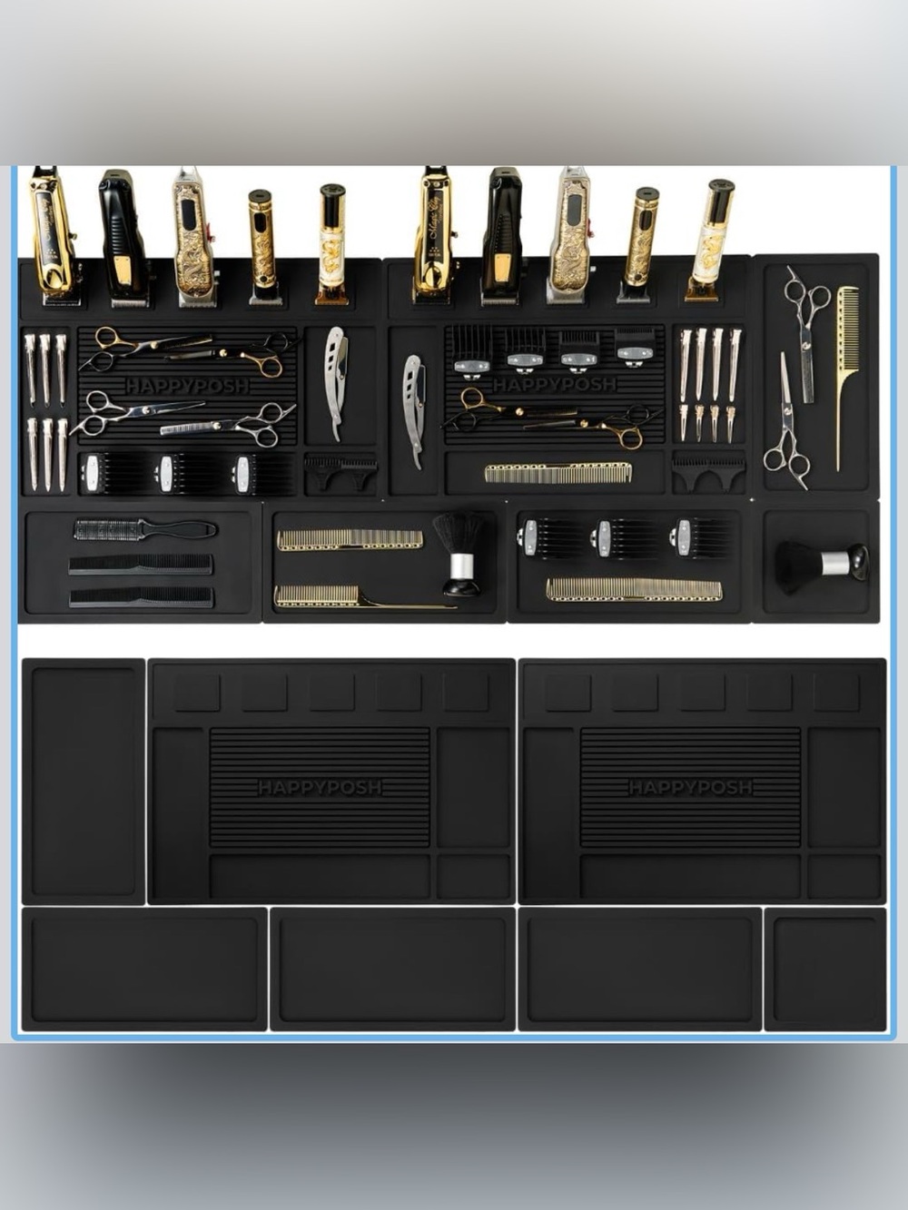 Magnetic Barber Mats for Clippers, 7-Piece Modular Barber Station Organizer